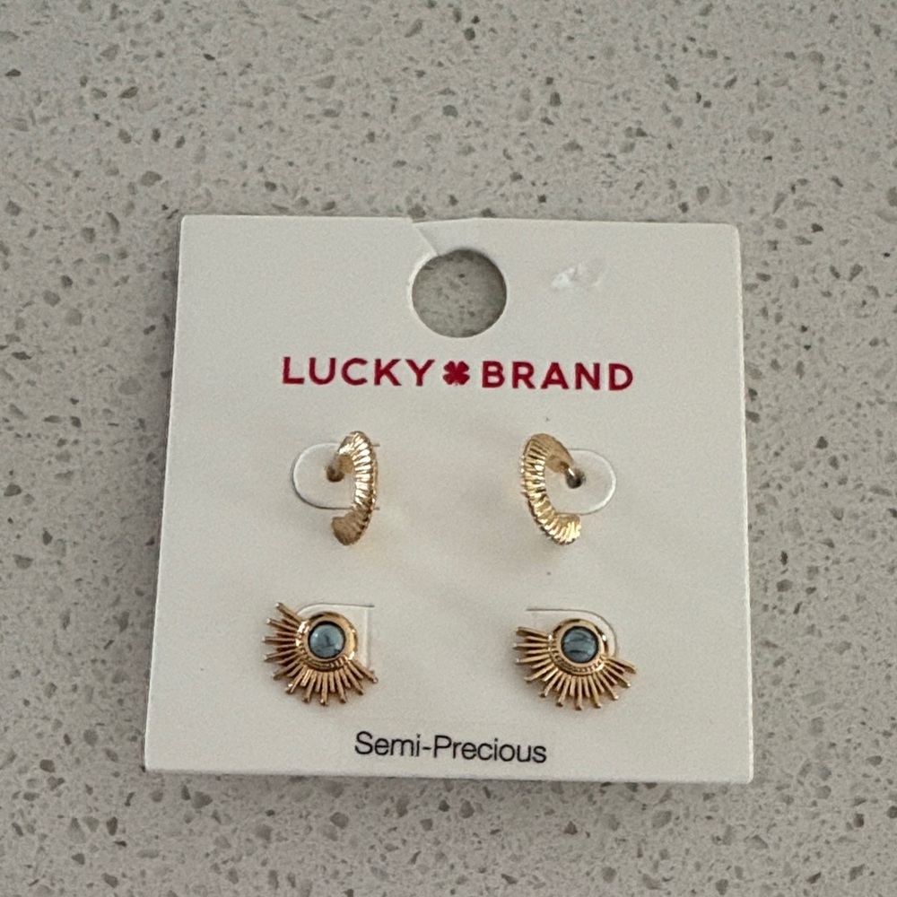 Lucky Brand Gold and Blue Radiant Earrings